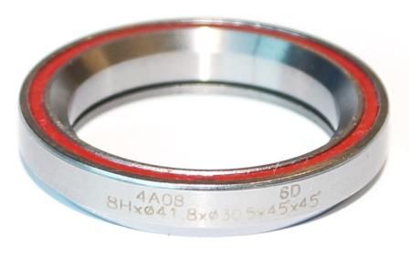 BICYCLE PARTS - SEALED BEARING 1.1/8 I.D. 30.15 X 41.8 X 6.5MM, 45DEG X 45DEG, COLOURED DUST SEAL. RED