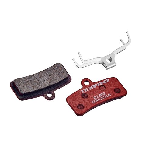 BICYCLE PARTS - DISC BRAKE PADS, TEKTRO, MOD. Q13RS, FOR 4 PISTON, W/RETURN SPRING, RED SEMI METALLIC ORGANIC - 5MM THICK PAD
