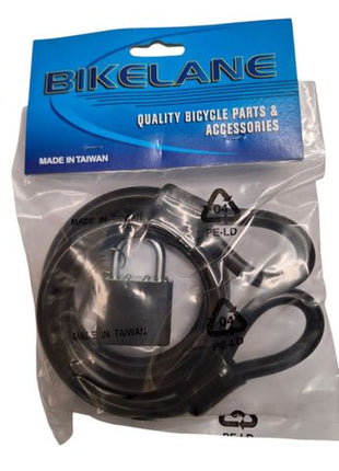 BICYCLE PARTS - CABLE WITH PADLOCK 12X72 ( 12MM X 1800MM) 40MM PADLOCK