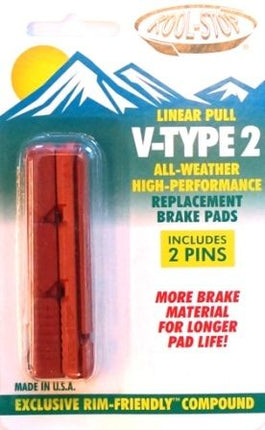 BICYCLE PARTS - BRAKE PADS - KOOL STOP V2 TYPE INSERT SALMON KSV2SA