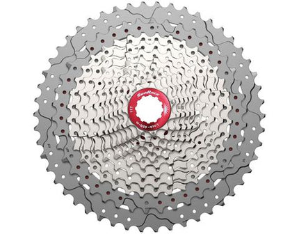 BICYCLE PARTS - CASSETTE - 12 SPEED, 11 - 50T, METALLIC SILVER - COMPATIBLE HG SHIMANO STANDARD SPLINED FREEHUB BODY OR SRAM ROAD TYPE FREEHUB WHICH SHARE THE SAME SPLINE SET UP, SRAM XD DRIVER HUB IS NOT COMPATIBLE;