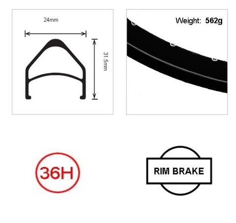 BICYCLE PARTS - RIM 26 X 19MM - ALLOY - 36H - (559 X 19) - SCHRADER VALVE - RIM BRAKE - D/W - BLACK - 30MM DEEP - QUALITY TAIWAN RIM