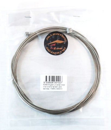 BICYCLE PARTS - CABLE, ALLIGATOR TANDEM BRAKE INNER '31 STRAND SUPERIOR SHINE SLICK' STAINLESS 1.5MM X 3000MM (SHIMANO/SRAM)