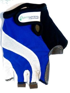 Pro Series Blue White Black Fingerless Cycling Gloves With Gel Padding For Adults, Amara Palm, Medium Size