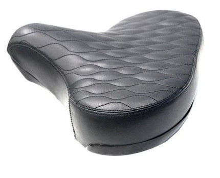 BICYCLE PARTS - SADDLE, SOUL CRUISER, CLASSIC QUILTED STITCHING, DUAL COMFORT SPRUNG, BLACK, 265MM WIDE X 255MM