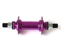 BICYCLE PARTS - HUB FRONT, NUTTED, SEALED, BMX, 36 HOLE, 14MM AXLE, 100MM OLD, ALLOY PURPLE