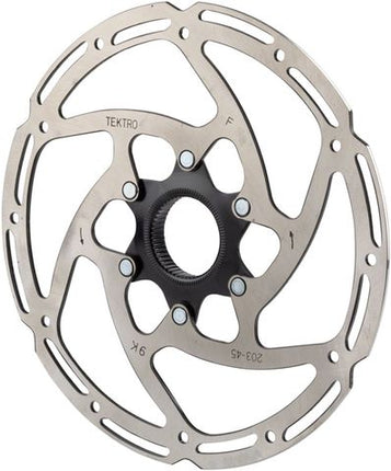 BICYCLE PARTS - DISC ROTOR - TEKTRO, CENTERLOCK 203MM, T:2.3MM, STAINLESS, W/O LOCK RING, BLACK. USE ONLY WITH 2.3MM CALIPERS