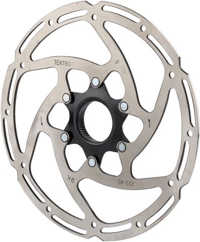 BICYCLE PARTS - DISC ROTOR - TEKTRO, CENTERLOCK 203MM, T:2.3MM, STAINLESS, W/O LOCK RING, BLACK. USE ONLY WITH 2.3MM CALIPERS
