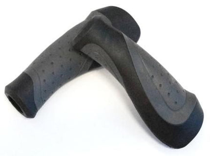 BICYCLE PARTS - GRIPS, COMFORT, DUAL - DENSITY, RUBBER/GEL 130MM W/ PLUG, BLACK