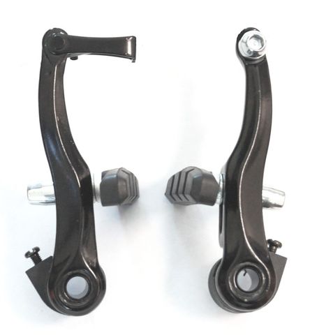 BICYCLE PARTS - BRAKE - BMX OR JUNIOR MTB V BRAKE SET, ALLOY, 90MM ARMS, LINEAR TYPE, DUAL SPRING, BLACK (FRONT & REAR)