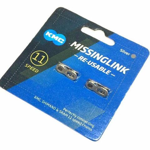 BICYCLE PARTS - CONNECTING LINK FOR 11 SPEED, KMC, SILVER, 2PCS/MF CARD