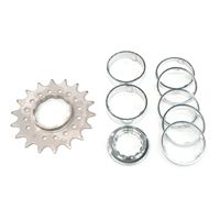 BICYCLE PARTS - CONVERSION KIT - SINGLE SPEED, FLANGED CR - MO DRIVE RING, 18T LOCK RING & ALLOY SPACERS (7 SPACERS + LOCKRING)