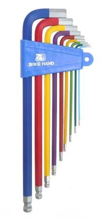 BICYCLE PARTS - HEX KEY SET COLOURED/BALL END, 1.5, 2, 2.5, 3, 4, 5, 6, 8, 10MM