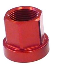 BICYCLE PARTS - ALLOY HUB AXLE NUT - M14, FLANGE TYPE, RED