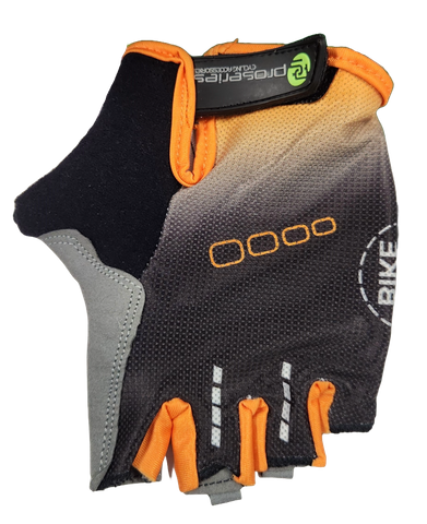 BICYCLE PARTS - BLACK WITH ORANGE FADE GLOVES - PRO SERIES, AMARA PALM, LYCRA TOWEL GEL PADDING, XL