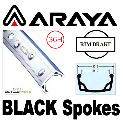 BICYCLE PARTS - WHEEL - 18 ARAYA 7X S/W 36H M/E SILVER RIM, FLIP FLOP 14MM NUTTED (110MM OLD) LOOSE BALL JOYTECH BLACK HUB, MACH1 BLACK SPOKES