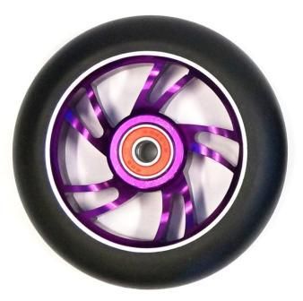 BICYCLE PARTS - SCOOTER WHEEL, ALLOY, 110MM INCL ABEC - 9 BEARING, PURPLE CORE, SENSATIONAL