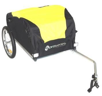 BICYCLE PARTS - BICYCLE CARGO TRAILER. STEEL FRAME. W/P YELLOW/BLACK COVER, LOADING SIZE 75*53*42 CM, CAPACITY 45 KG DOES NOT COME WITH REFLECTORS