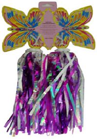 BICYCLE PARTS - STREAMERS LASER FINISH WITH SEQUINS, SILVER PURPLE (BUTTERFLY)