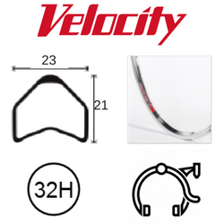BICYCLE PARTS - RIM 700C X 23MM - VELOCITY MAJOR TOM (TUBULAR) - 32H - (622 X 23) - PRESTA VALVE - RIM BRAKE - D/W - HAND POLISHED - MSW - TUBULAR RIM