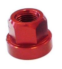 BICYCLE PARTS - ALLOY HUB AXLE NUT - 3/8 FLANGE TYPE, RED
