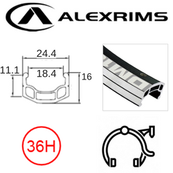 BICYCLE PARTS - RIM 26 X 18MM - ALEX DM18 - 36H - (559 X 18) - SCHRADER VALVE - RIM BRAKE - D/W - BLACK - EYELETED - MSW (ERD 545)