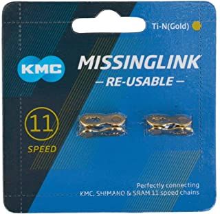 BICYCLE PARTS - CONNECTING LINK FOR 11 SPEED, KMC, GOLD, 2PCS/MF CARD