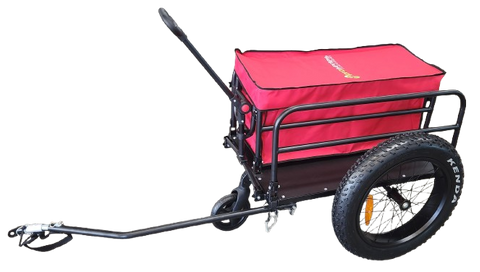 BICYCLE PARTS - BICYCLE BEACH TRAILER 2 IN 1 - CAN ALSO BE USED AS A PUSH/PULL TROLLEY, STEEL FRAME, 20 X 4 FAT WHEELS, CAPACITY:60KGS, LOADING SIZE: 89*63*41CM