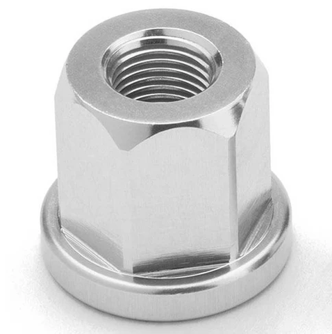 BICYCLE PARTS - ALLOY HUB AXLE NUT - 3/8 FLANGE TYPE, SILVER