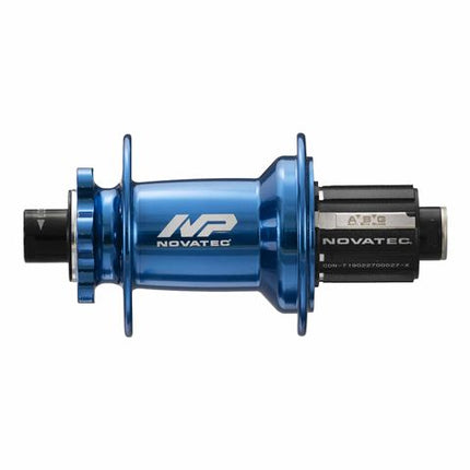 BICYCLE PARTS - HUB, NOVATEC REAR 6 BOLT BOOST DISC BLUE 32H 12MM T/A X 148MM OLD - SEALED BEARINGS