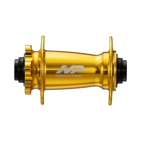 BICYCLE PARTS - HUB, NOVATEC FRONT 6 BOLT BOOST DISC GOLD 32H 15MM T/A X 110MM OLD - SEALED BEARINGS