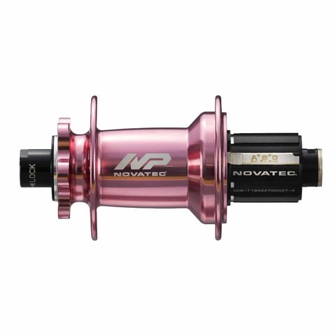 BICYCLE PARTS - HUB, NOVATEC REAR 6 BOLT BOOST DISC PINK 32H 12MM T/A X 148MM OLD - SEALED BEARINGS