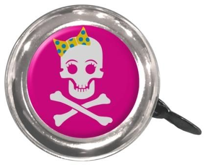 BICYCLE PARTS - BELL - GIRLY SKULL, STEEL, 55MM DIAMETER, FITS ALL STANDARD HANDLEBARS, CLEAN MOTION SWELL BELL