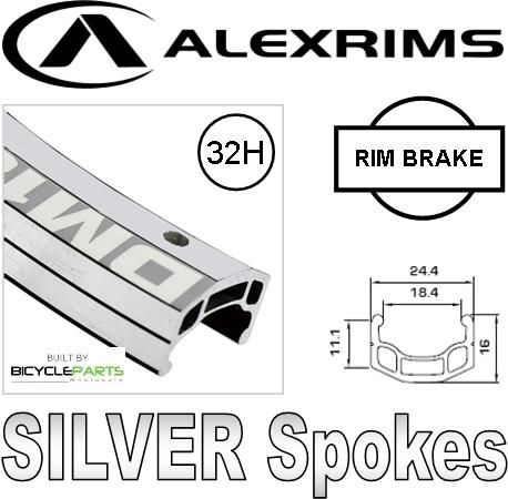 Alex Rims WHEEL - 700C ALEX DM18 32H SILVER RIM, TRACK FIXED/FREE NUTTED (120 - 130MM OLD) SEALED STURMEY SILVER HUB, MACH 1 SILVER SPOKES (94449 MATC