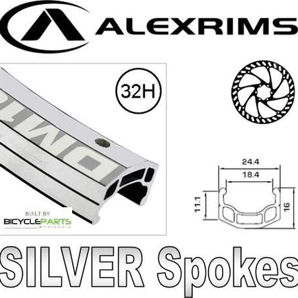 Alex Rims Alexrims 700C Silver Aluminum DM18 Rim With Silver Spokes And Dynamo Hub - 32H For Disc Brakes, Q/r Front Wheel