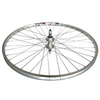 Alex Rims Alex DM 26 Inch Silver Alloy Rear Wheel With Nutted Screw On Multi Speed Hub And Mach 1 Spokes For Cycling