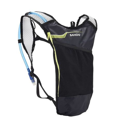 BICYCLE PARTS - SAHOO HYDRATION BACKPACK LIGHTWEIGHT 5L/ W, 2L NON - TOXIC PEVA BLADDER, INSULATED BLADDER STORAGE, FRONT MESH POCKET, BLACK WITH GREEN HIGHLIGHTS
