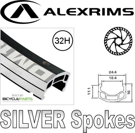 Alex Rims Alexrims 26 Inch Mountain Bike Wheelset - Black Eyeleted Rim With Silver Spokes - Disc Hub - 8/10 Speed Cassette Compatible