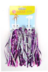 BICYCLE PARTS - STREAMERS LASER FINISH WITH BEADS, BIKES UP , SILVER & PURPLE