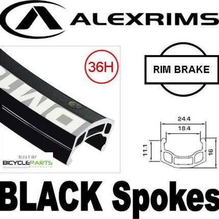 Alex Rims Alexrims 24 Inch DM Front Bicycle Wheel Rim Brake Compatible Black Alloy Hub Mach 1 Spokes 36H For Cycling Enthusiasts