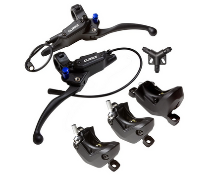 BICYCLE PARTS - CLARKS CARGO HYDRAULIC DISC BRAKE SET SHUT OFF, 2 PISTON, 2X1 CONFIGURATION 3X180MM 2.3 ROTORS COMPATIBLE FOR NON - EBIKE
