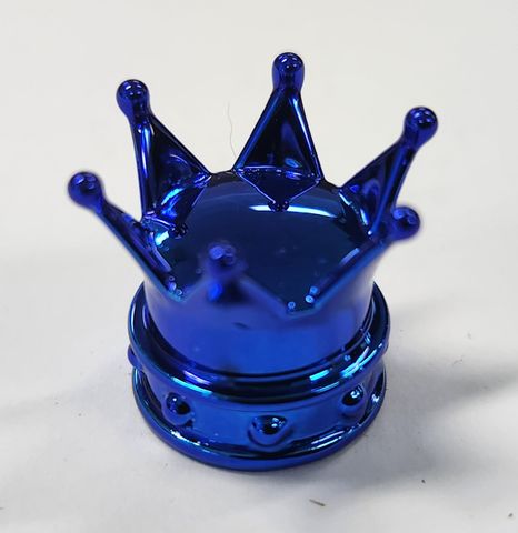 BICYCLE PARTS - VALVE CAP BLUE CROWN, A/V (SOLD INDIVIDUALLY)