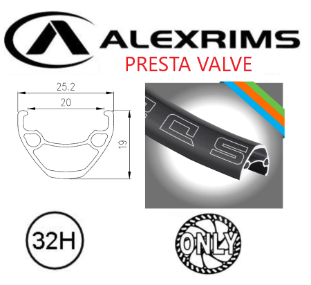 BICYCLE PARTS - RIM 27.5/650B X 20MM - ALEX SD20 - 32H - (584 X 20) - PRESTA VALVE - DISC BRAKE - D/W - BLACK - EYELETED - TUBELESS READY - (ERD 561)