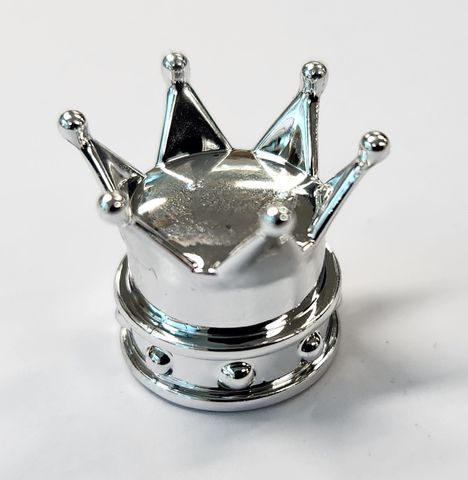BICYCLE PARTS - VALVE CAP SILVER CROWN, A/V (SOLD INDIVIDUALLY)
