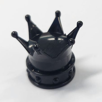 BICYCLE PARTS - VALVE CAP BLACK CROWN, A/V (SOLD INDIVIDUALLY)