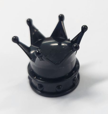 BICYCLE PARTS - VALVE CAP BLACK CROWN, A/V (SOLD INDIVIDUALLY)