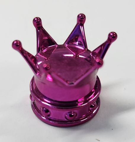 BICYCLE PARTS - VALVE CAP PINK CROWN, A/V (SOLD INDIVIDUALLY)