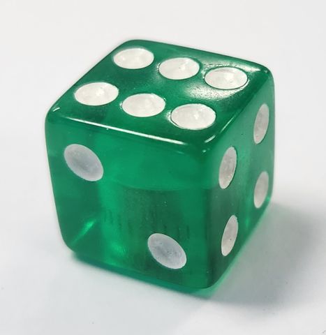 BICYCLE PARTS - VALVE CAP GREEN DICE, A/V (SOLD INDIVIDUALLY)