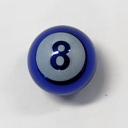 BICYCLE PARTS - VALVE CAP, BLUE 8 BALL, ALLOY ANODISED, A/V (SOLD INDIVIDUALLY)