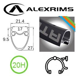 BICYCLE PARTS - RIM 700C X 17MM - ALEX AT550 - 20H - (622 X 17) - PRESTA VALVE - RIM BRAKE - D/W - BLACK - MSW - (TUBELESS READY)